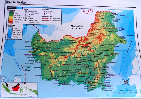 Карта острова Калимантан (Борнео)