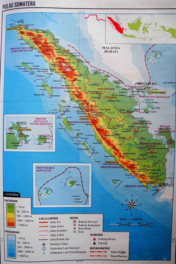 Общая карта острова Суматра